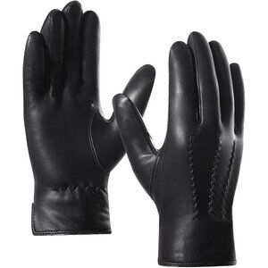 🆕Men's Black Luxury Italian Cashmere Sheepskin Wool Genuine Leather Gloves